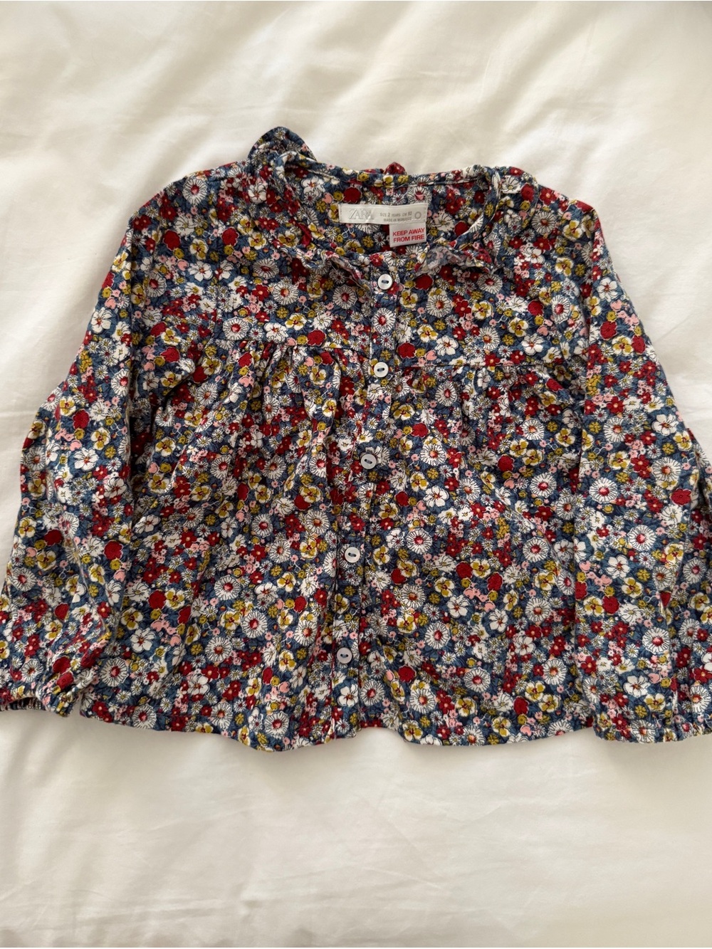 Zara Girls (Toddler) Floral Button-Up Long Sleeve Blouse